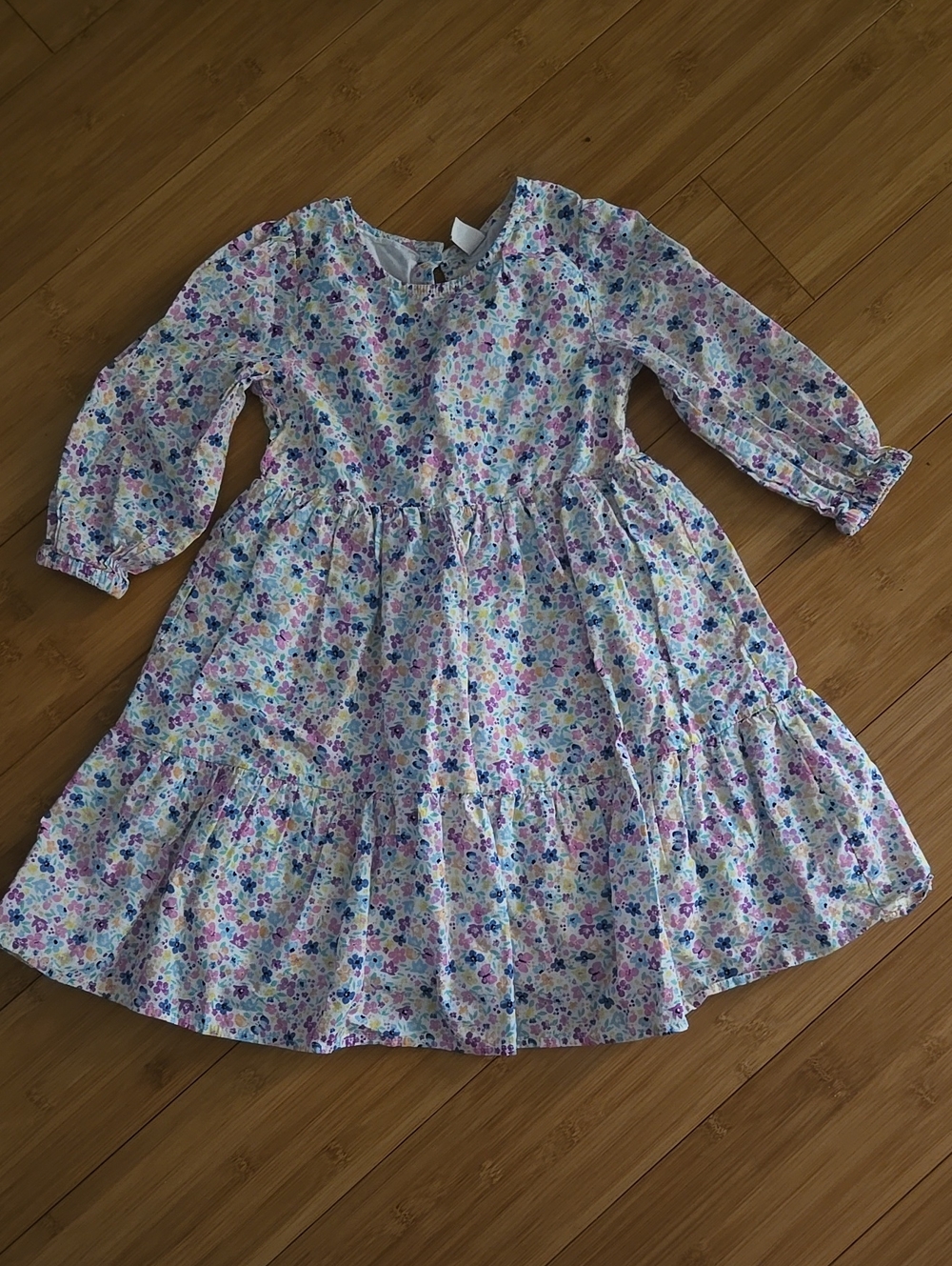 Topolino Girls White Floral Long-Sleeve Dress - 7/8